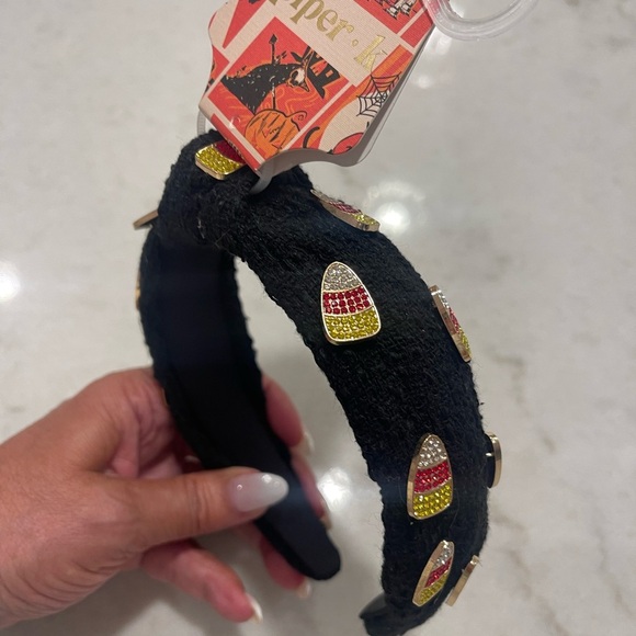 Sparkle  Black Headband with Festive Candy Corn Accents!! New - Picture 4 of 4